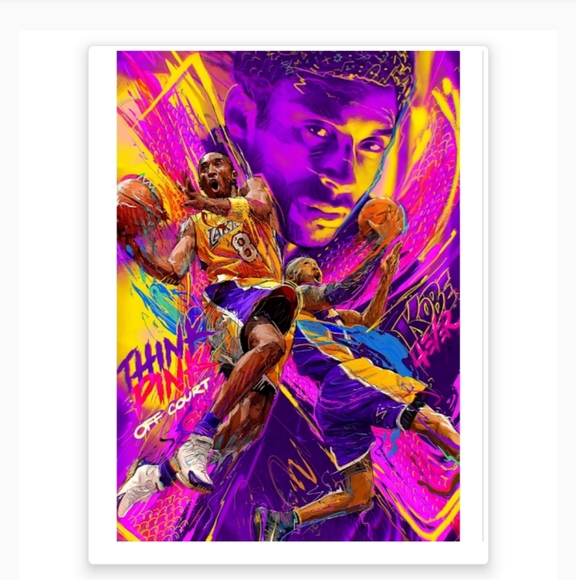 KOBE BRYANT LOS ANGELES LAKERS COLOR ART 8.5x11 ULTRA GLOSSY SELF CREATED POSTER - Picture 5 of 5